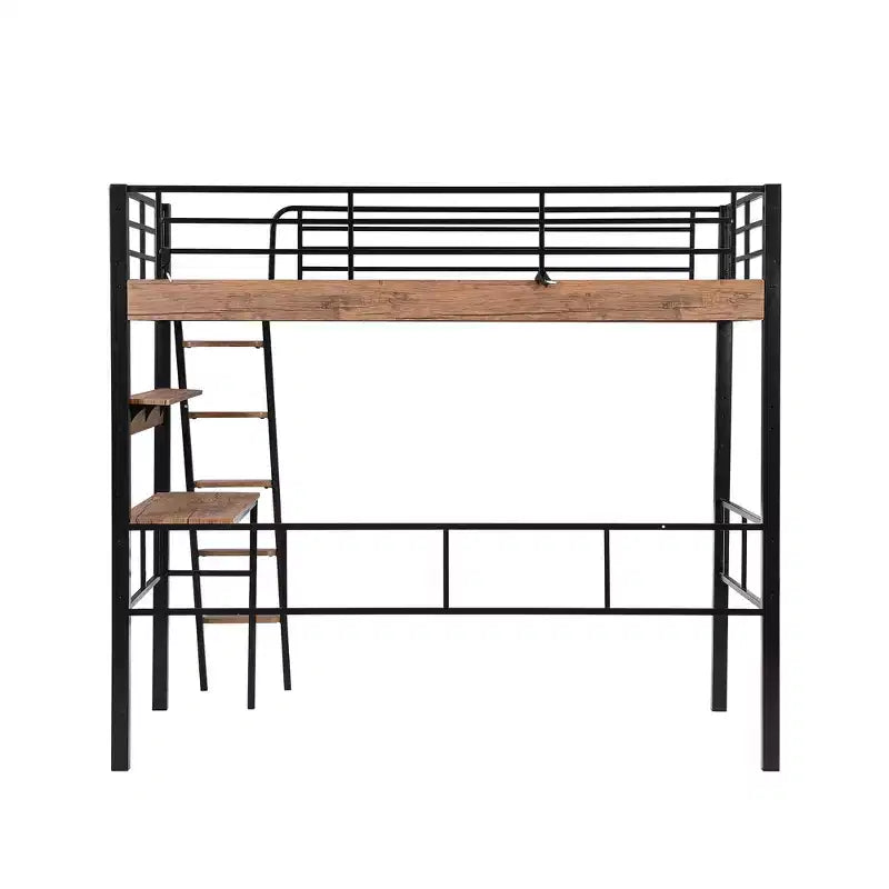 Metall-Etagenbett in Twin-Größe mit Schreibtisch & Ablageregalen – Kinder- & Jugendzimmer-Dorm-Bettgestell  