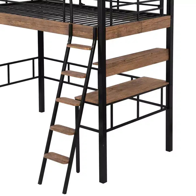 Metall-Etagenbett in Twin-Größe mit Schreibtisch & Ablageregalen – Kinder- & Jugendzimmer-Dorm-Bettgestell  