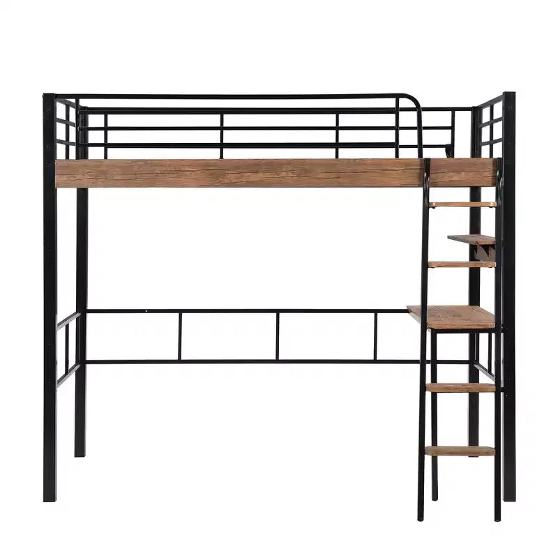 Metall-Etagenbett in Twin-Größe mit Schreibtisch & Ablageregalen – Kinder- & Jugendzimmer-Dorm-Bettgestell  