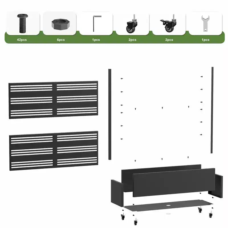 3-Piece Planter Box with Louvered Iron Trellis – Black Outdoor Garden Set, 47x47x16in