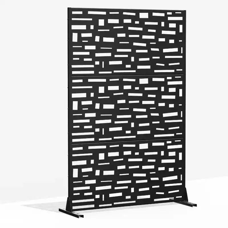 72" Outdoor-Sichtschutz Raumteiler – Rechteckiger verzinkter Stahl-Gartenzaun, schwarz  
