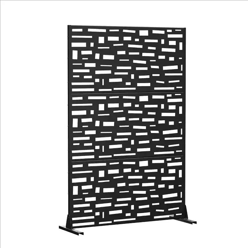 72" Outdoor-Sichtschutz Raumteiler – Rechteckiger verzinkter Stahl-Gartenzaun, schwarz  