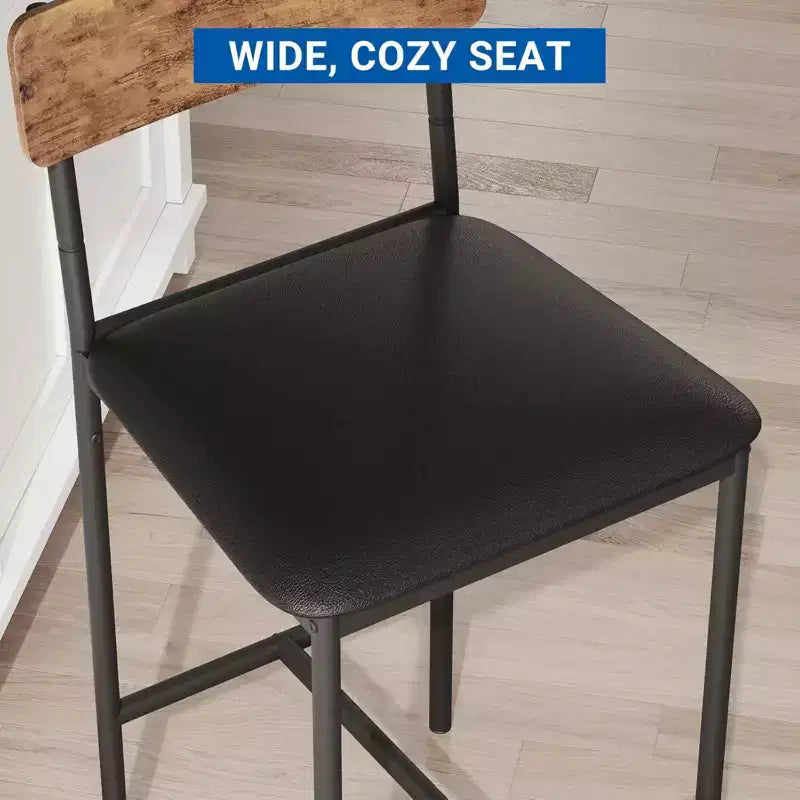 Bar Stools Set of 4, Upholstered Counter Height Stools with Backrest & Footrest, Kitchen Island & Bar