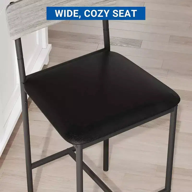 Bar Stools Set of 4, Upholstered Counter Height Stools with Backrest & Footrest, Kitchen Island & Bar