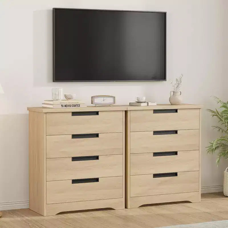 Dresser for Bedroom with 4 Drawers Wooden Chest of Drawers for Closet Dresser Storage Unit Organizer for Hallway Living Room and Office