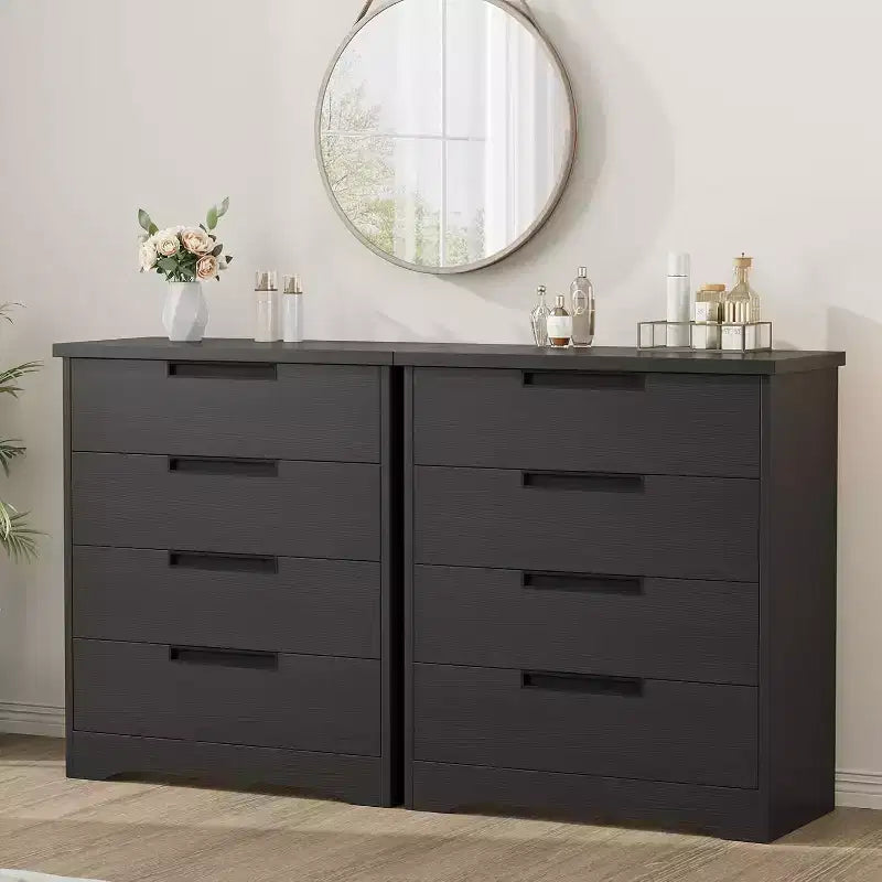 Dresser for Bedroom with 4 Drawers Wooden Chest of Drawers for Closet Dresser Storage Unit Organizer for Hallway Living Room and Office