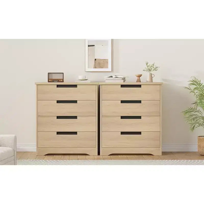 Dresser for Bedroom with 4 Drawers Wooden Chest of Drawers for Closet Dresser Storage Unit Organizer for Hallway Living Room and Office