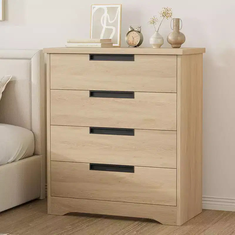 Dresser for Bedroom with 4 Drawers Wooden Chest of Drawers for Closet Dresser Storage Unit Organizer for Hallway Living Room and Office