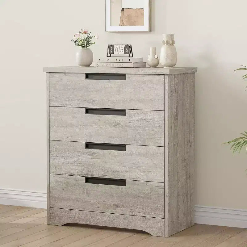 Dresser for Bedroom with 4 Drawers Wooden Chest of Drawers for Closet Dresser Storage Unit Organizer for Hallway Living Room and Office