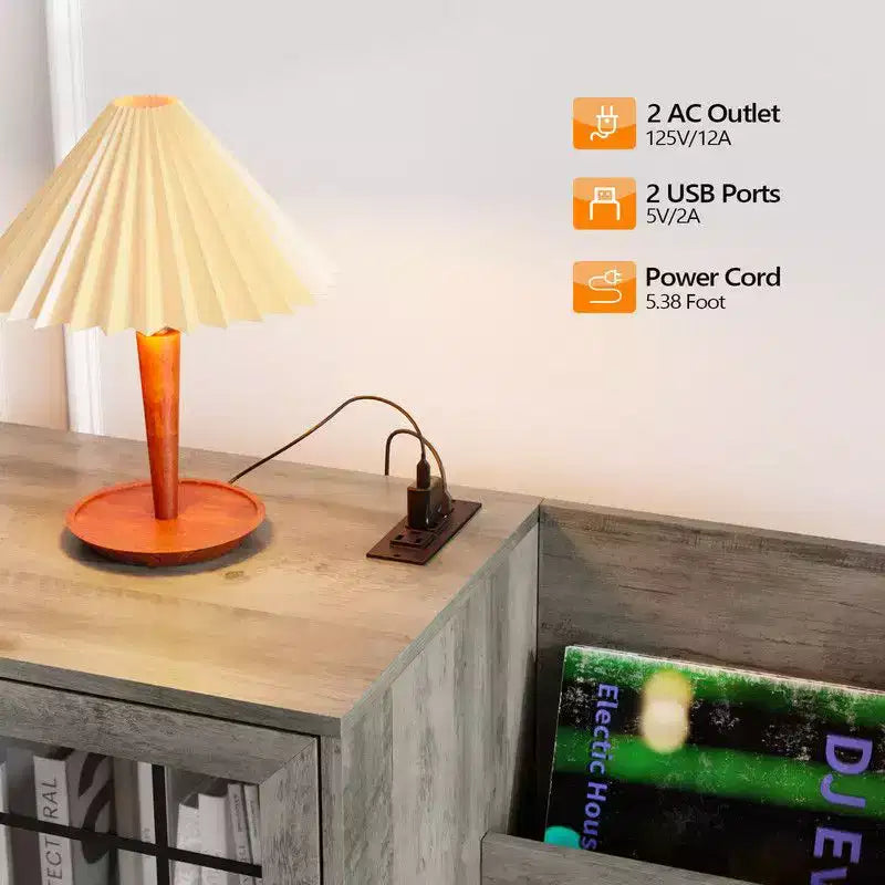Record Player Stand with LED Lights, Vinyl Storage & Charging Station – Holds 350 Albums