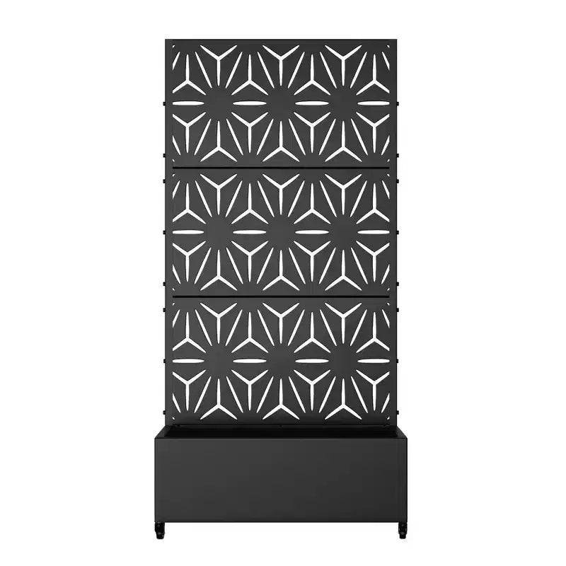 Pflanzkasten mit Rankgitter – Sternförmiges Eisen in Schwarz 72x47x16 Zoll 3-teiliges Set  
