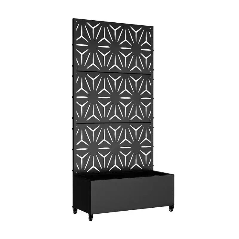 Planter Box with Trellis – Star Shape Iron Black 72x47x16in 3-Piece Set