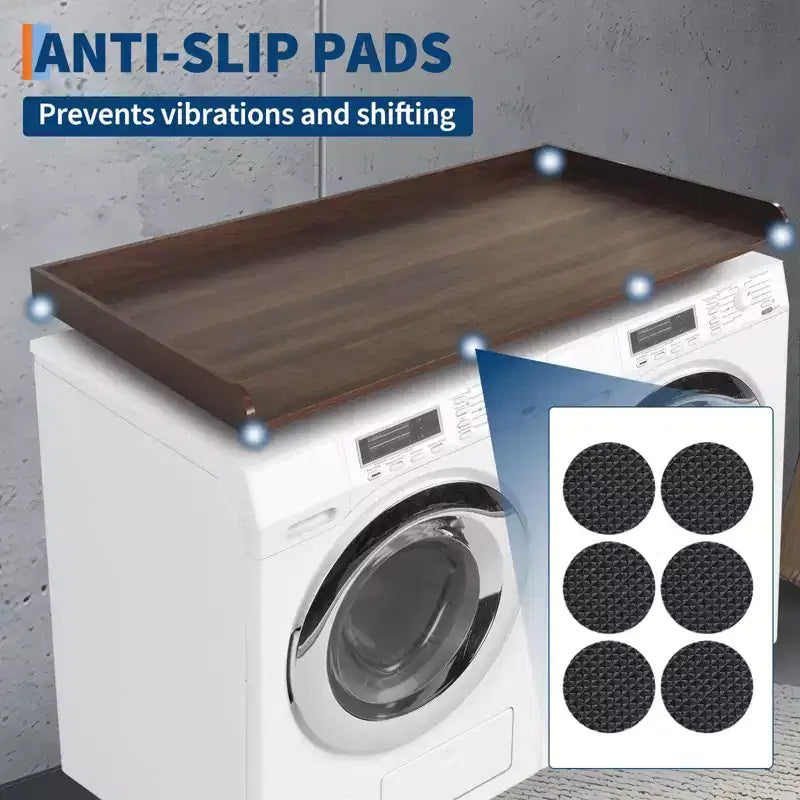 54" Walnut Laundry Countertop – Waterproof Washer/Dryer Cover with Edge Rails & Anti-Slip Pads