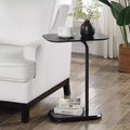 25.25-Inch Black Rectangle Wood C-Shaped End Table – Slide-Under Sofa Side Table and Tray Table