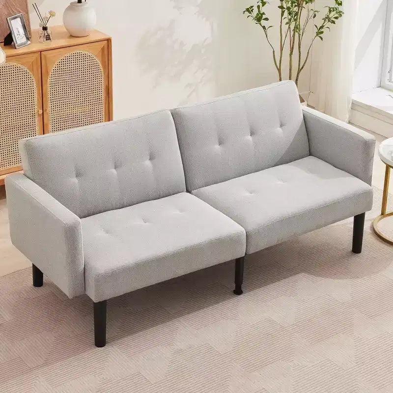 Verwandlungsfähiges Futon-Sofa-Bett – kompakte Mid-Century Schlafcouch mit 3 verstellbaren Positionen  
