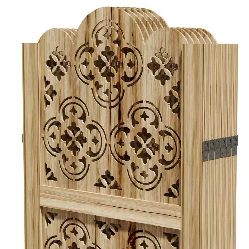 6-teiliger Holz-Raumteiler, 95 x 67 Zoll faltbarer Sichtschutz – freistehende Innenraumtrennung, braun  