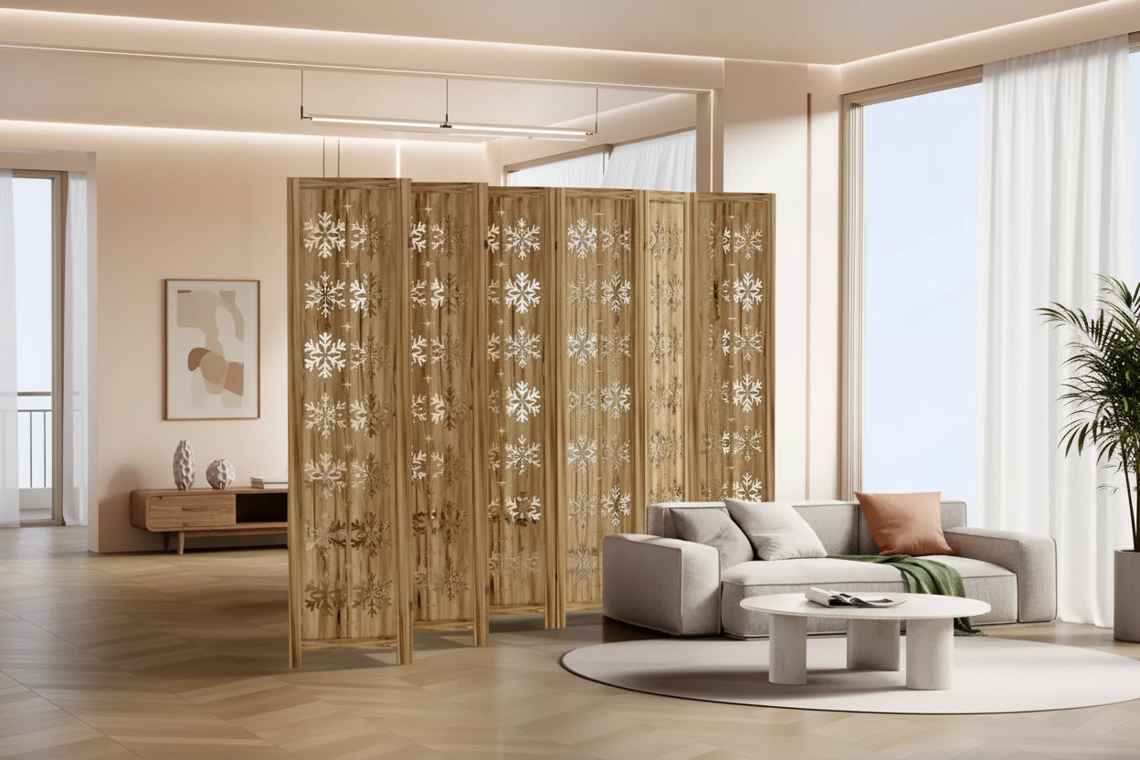 MAYEERTY 127*67 in Wood Room Divider Folding Privacy Screen Freestanding Partition for Indoor, 8-Panels, Brown