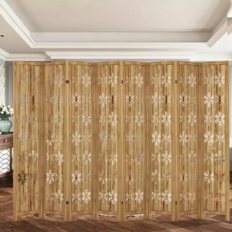 8-teiliger Holz-Raumteiler, 127 x 67 Zoll faltbarer Sichtschutz – freistehende Innenraumtrennung, braun  