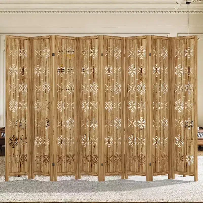 8-teiliger Holz-Raumteiler, 127 x 67 Zoll faltbarer Sichtschutz – freistehende Innenraumtrennung, braun  