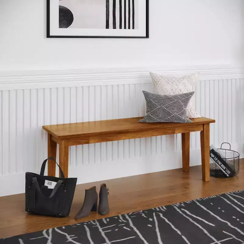 48-Zoll Massivholz klassische Bank – zeitgenössische Hartholz-Sitzbank für Esszimmer, Schlafzimmer oder Eingangsbereich  
