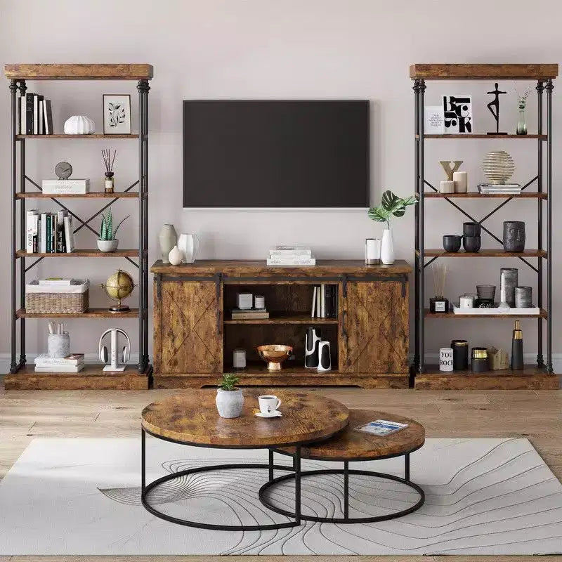 Industrielles 6-stöckiges Bücherregal – Metallrahmen rustikales hohes Bücherregal und Präsentationsregal für Schlafzimmer, Wohnzimmer und Home Office  