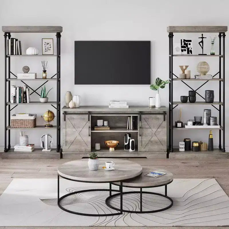 Industrial 6 Tier Bookshelf – Metal Frame Rustic Tall Bookcase and Display Rack for Bedroom, Living Room and Home Office