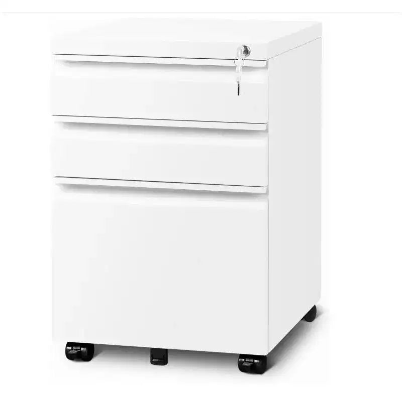 3-Schubladen-Aktenschrank mit 4 Rollen und Schloss – rollbarer Aktenschrank für A4-, Letter- und Legal-Ordner, Büro und Arbeitszimmer  