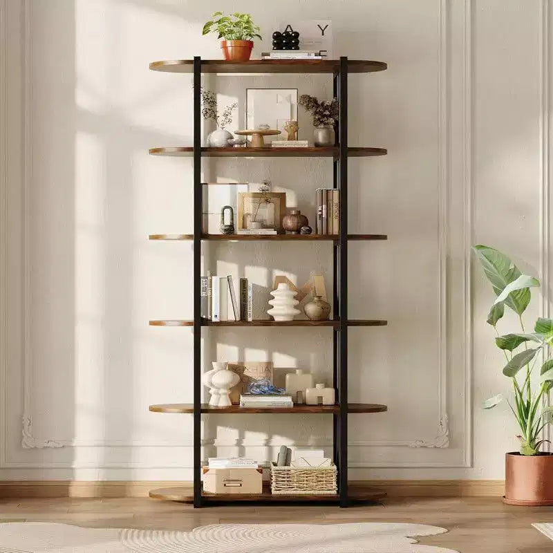 6-stöckiges industrielles Bücherregal – freistehendes Metallregal für Zuhause und Büro  