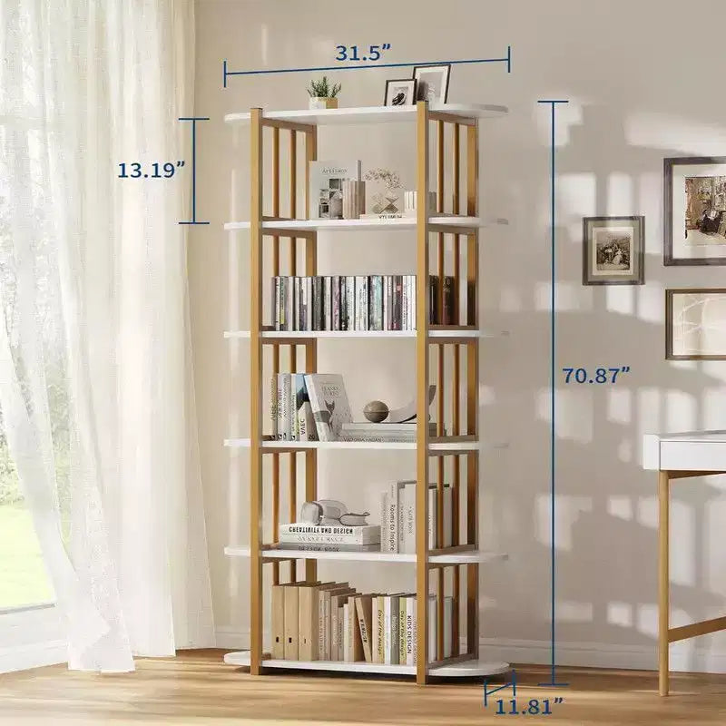 6-stöckiges industrielles Bücherregal – freistehendes Metallregal für Zuhause und Büro  