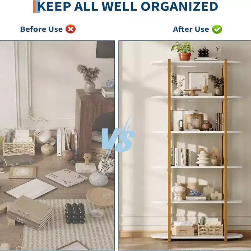 6-stöckiges industrielles Bücherregal – freistehendes Metallregal für Zuhause und Büro  