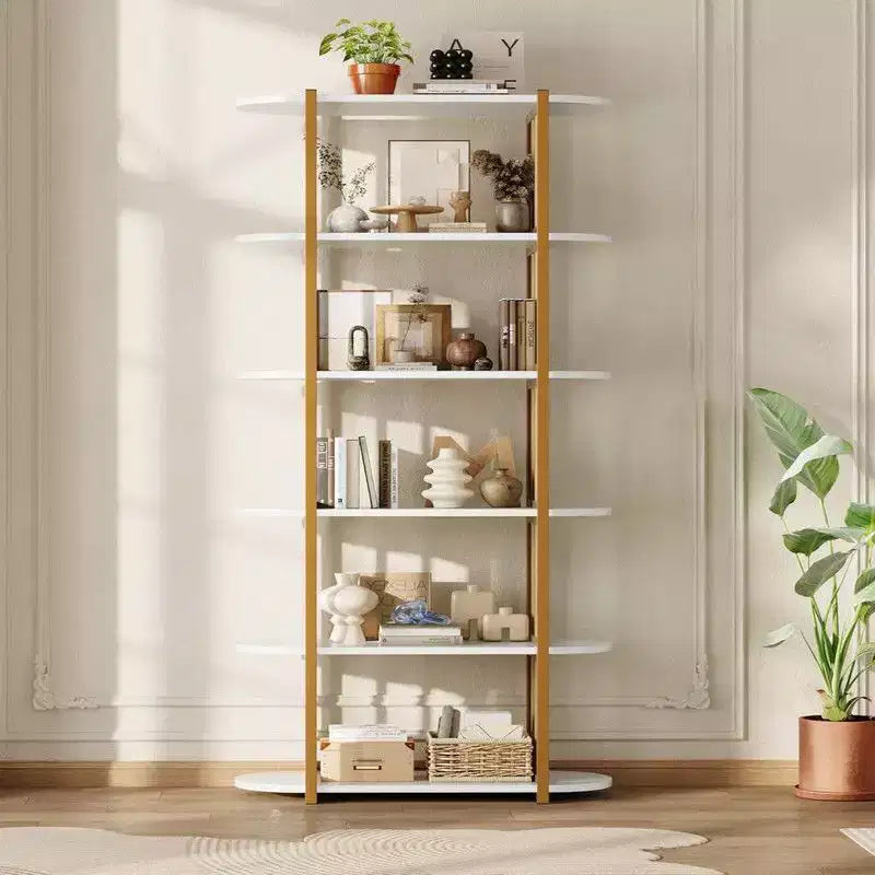 6-stöckiges industrielles Bücherregal – freistehendes Metallregal für Zuhause und Büro  