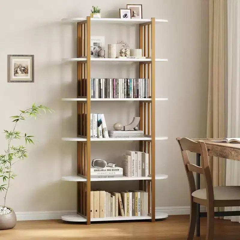 6-stöckiges industrielles Bücherregal – freistehendes Metallregal für Zuhause und Büro  