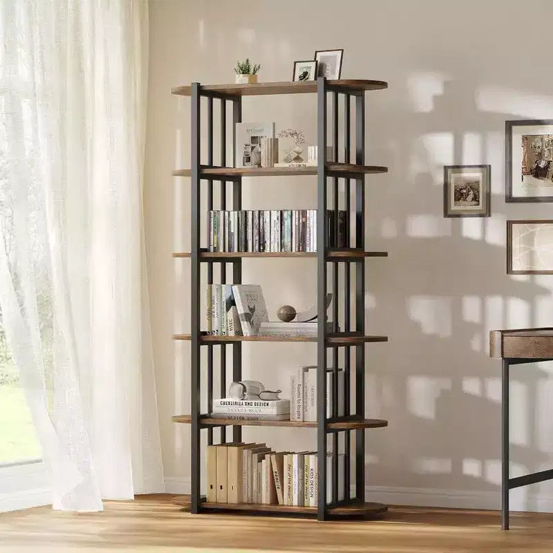 6 Tier Industrial Bookshelf – Free Standing Metal Storage Shelving Unit for Home and Office