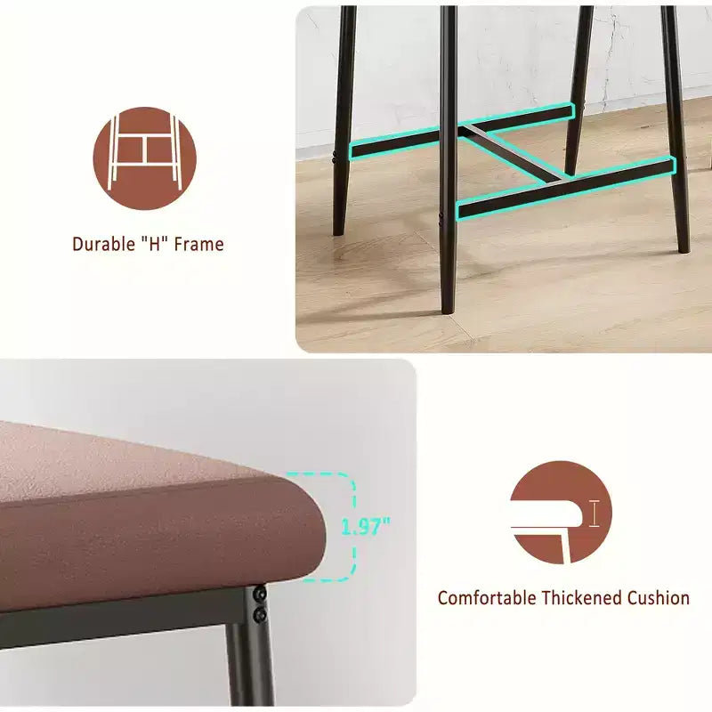 Barhocker in Tresenhöhe mit Armlehnen und Rückenlehne, gepolsterter Sitz und Metallgestell mit Fußstütze für Kücheninsel und Hausbar