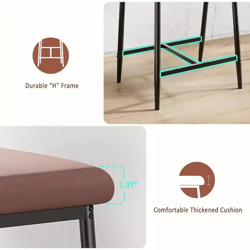 Barhocker in Tresenhöhe mit Armlehnen und Rückenlehne, gepolsterter Sitz und Metallgestell mit Fußstütze für Kücheninsel und Hausbar