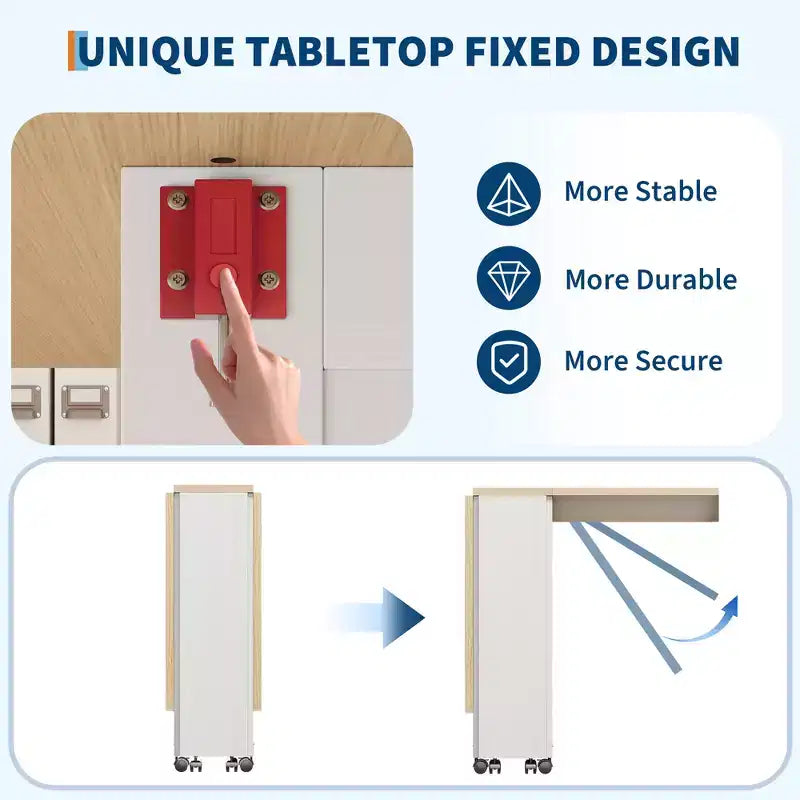 Folding Dining Table for Small Spaces with Storage Cabinet, Drawer and Wheels – Drop Leaf Table Seats 4, Space-Saving Kitchen Island