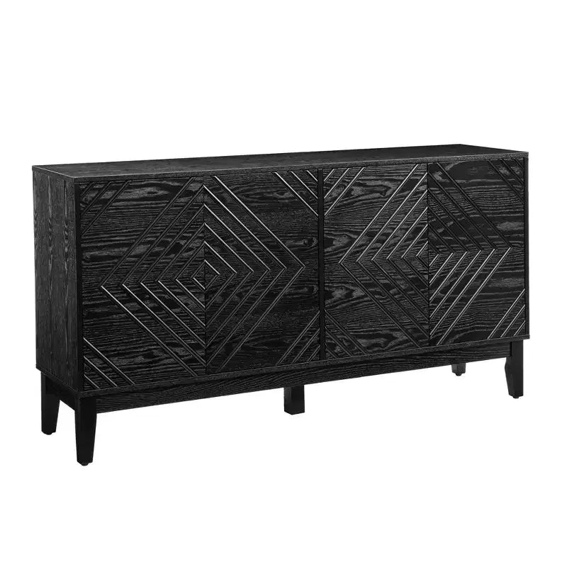 60,5-Zoll Buffet-Schrank mit Stauraum, geriffelten Türen und verstellbaren Regalen – Bauernhaus-Sideboard TV-Ständer fürs Wohnzimmer