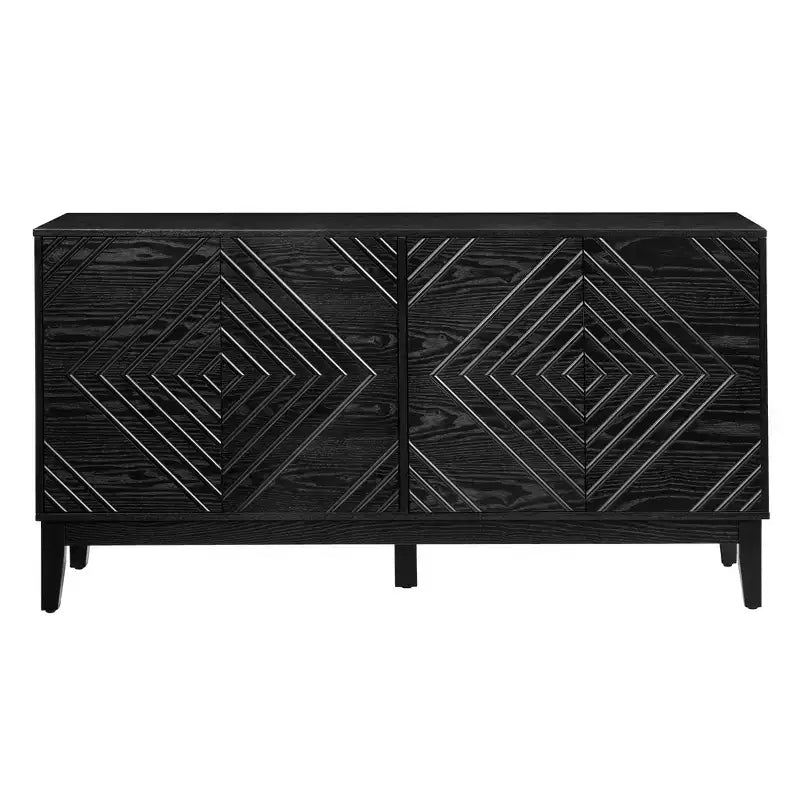 60,5-Zoll Buffet-Schrank mit Stauraum, geriffelten Türen und verstellbaren Regalen – Bauernhaus-Sideboard TV-Ständer fürs Wohnzimmer