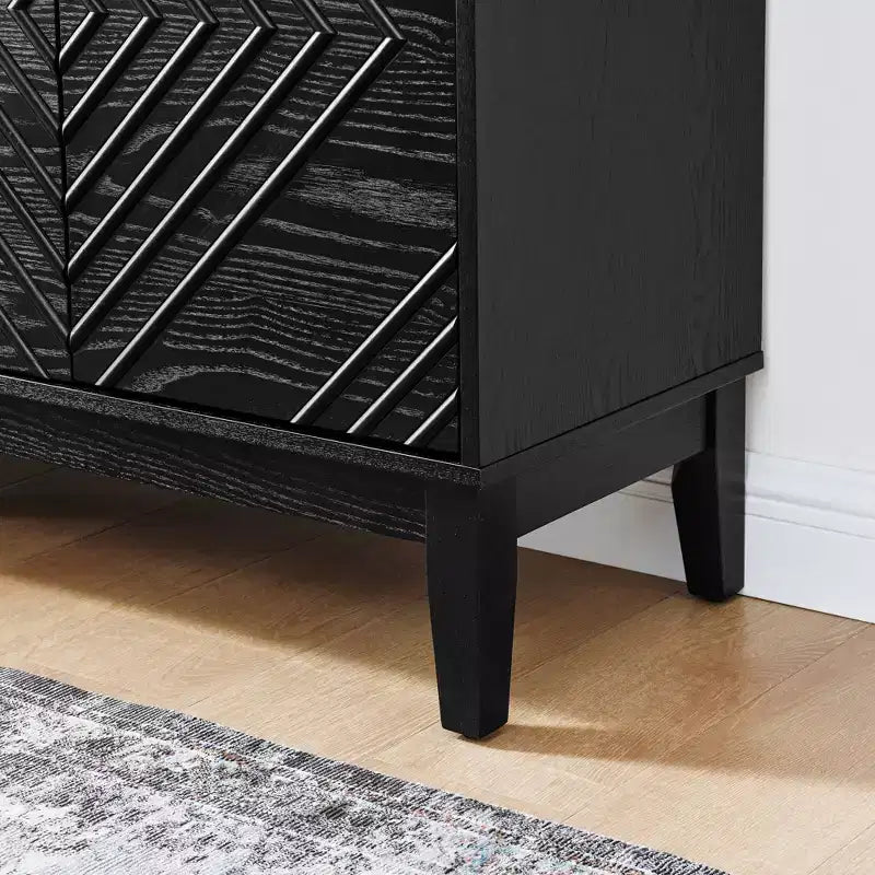 60,5-Zoll Buffet-Schrank mit Stauraum, geriffelten Türen und verstellbaren Regalen – Bauernhaus-Sideboard TV-Ständer fürs Wohnzimmer