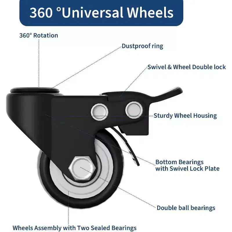 3-stufiger robuster rollender Bücherwagen mit abschließbaren Rollen – Metall-Aufbewahrungsorganizer mit V-förmigen Regalen und Seitenhaken