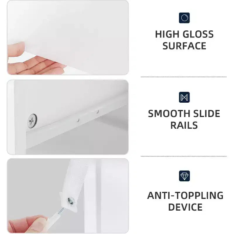Moderner 4-Schubladen-Kommode mit LED-Licht und Sicherheitsglasplatte – Aufbewahrungsorganizer für Schlafzimmer und Wohnzimmer