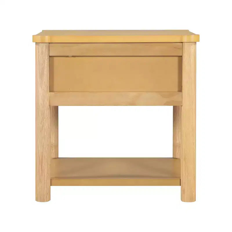 Moderner Bauernhaus-Holz-Nachttisch mit Schublade und offenem Regal – Nachttisch für Schlafzimmer und Wohnzimmer