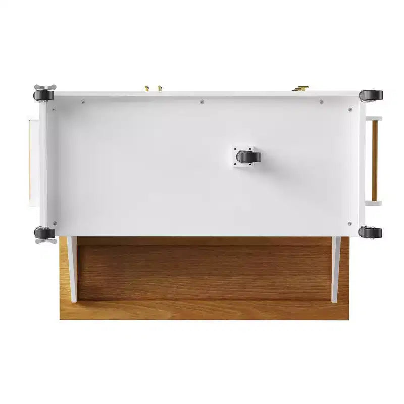 52" Kitchen Island with Embossed Texture, Spice Rack, Drop Leaf & 5 Drawers – Rolling Cart with Lockable Wheels
