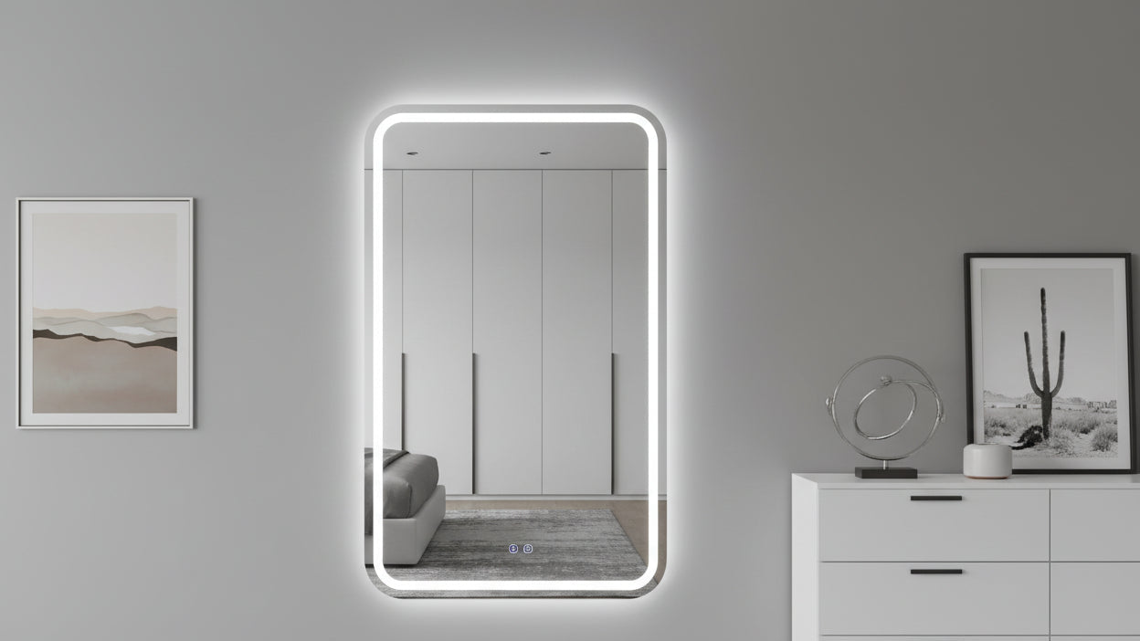65 x 24 inch Wall-Mounted Full Length Mirror LED Mirror with Dimming 3 Color Lighting Suitable for Bedrooms Dressing Room
