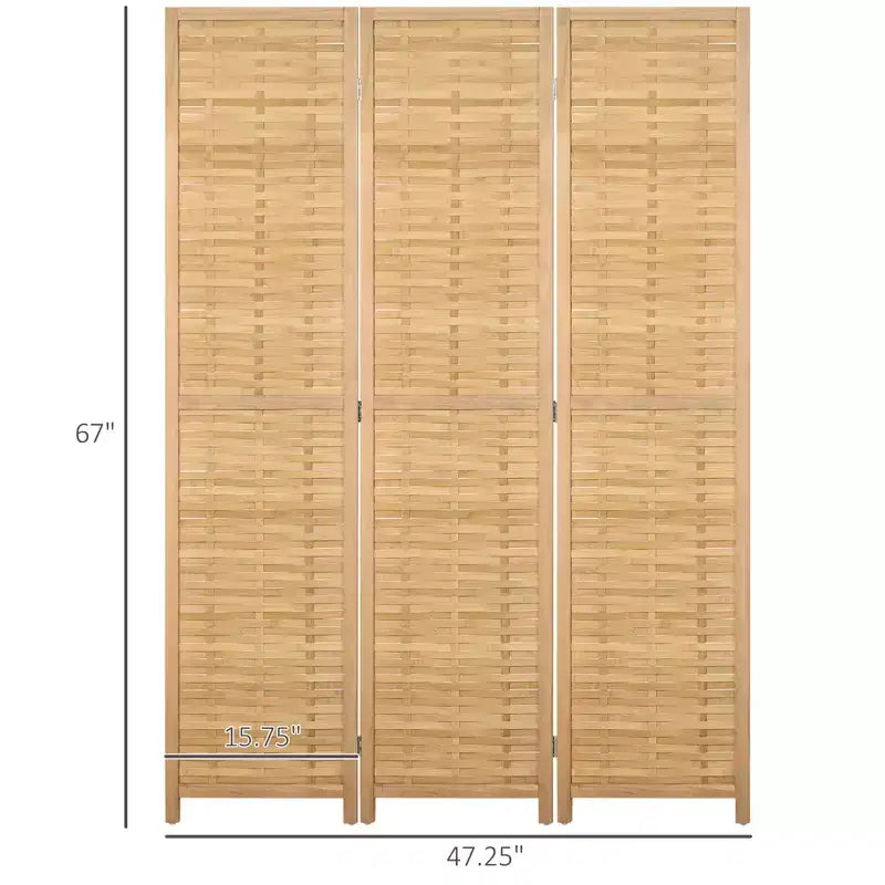Hand Woven Room Divider, 3 Panel Bamboo Folding Privacy Screen for Home Office, 47.25x67x0.75