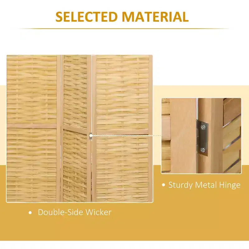 Hand Woven Room Divider, 3 Panel Bamboo Folding Privacy Screen for Home Office, 47.25x67x0.75