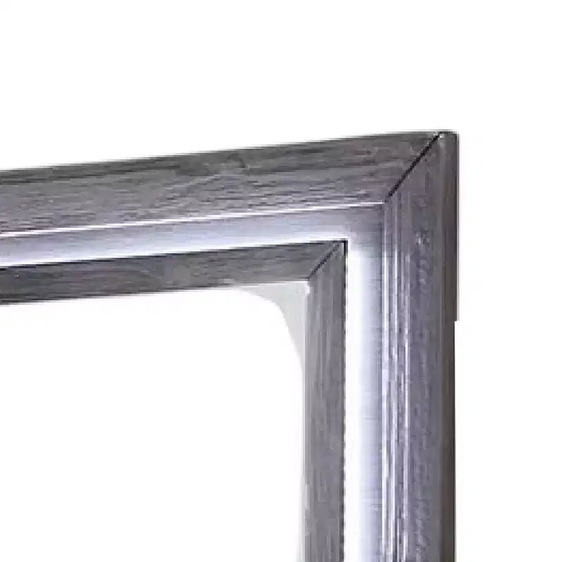 46-Inch Dresser Mirror with White LED Lights and Gray Solid Wood Frame – Modern Vanity Mirror