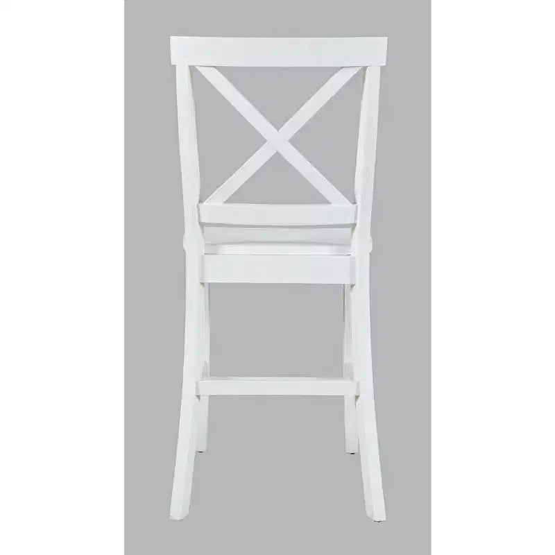 Set of 2 Coastal Wire-Brushed Wood X-Back Counter Barstools – Solid Acacia Hardwood Bar Stools for Kitchen and Dining