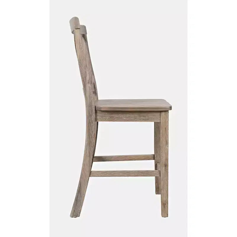 Set of 2 Coastal Wire-Brushed Wood X-Back Counter Barstools – Solid Acacia Hardwood Bar Stools for Kitchen and Dining