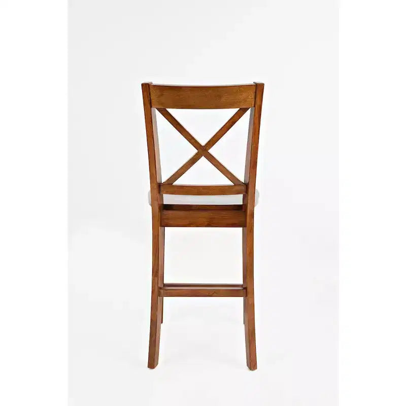 Set aus 2 klassischen X-Back Barhockern aus Massivholz – zeitgenössische Hartholz-Barhocker für Küche und Esszimmer  